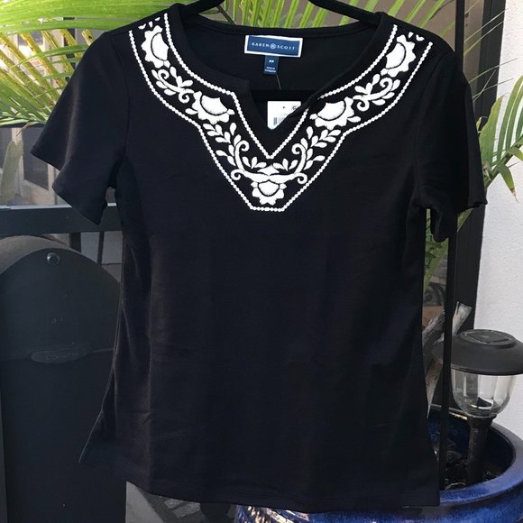 Karen Scott Tops - KAREN SCOTT | PETITE Split-neck Top - XS